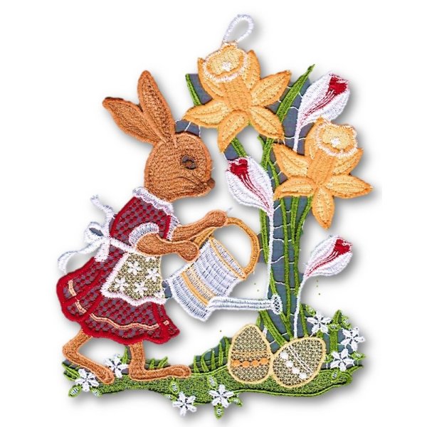 Fensterbild Osterzeit 7-farbig 24 cm Plauener Spitze