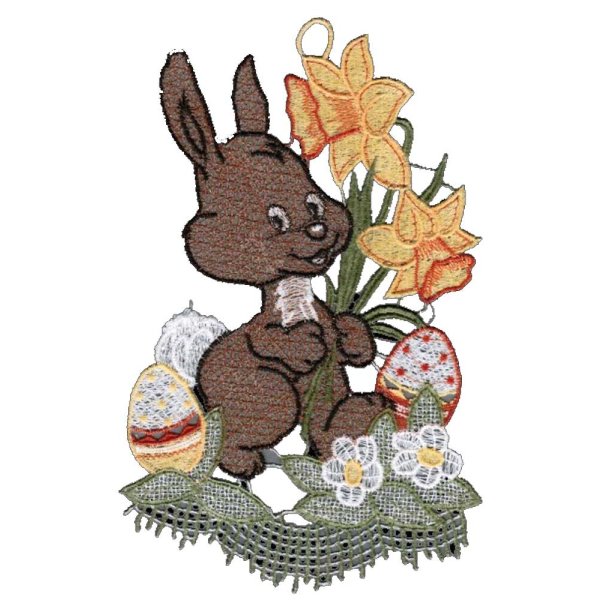 Fensterbild Hase Fred 6-farbig 16 x 25 cm Plauener Spitze