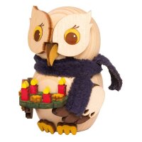 Kuhnert Mini Eule mit Adventskranz natur Höhe 7 cm