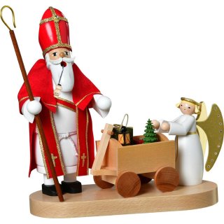 KWO Erzgebirge Räuchermann Heiliger St. Nikolaus mit Christkind Höhe 24 cm