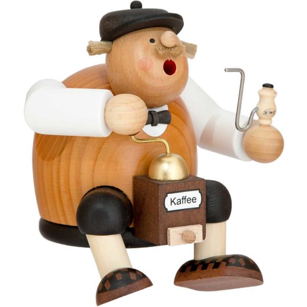 KWO Erzgebirge Räuchermann Kantenhocker Kaffeesachse (L) Höhe 24 cm