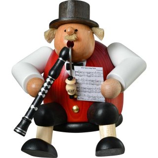 KWO Erzgebirge Kantenhocker Musiker mit Klarinette Höhe 15 cm