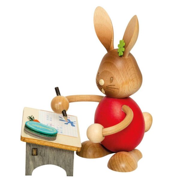 Kuhnert Erzgebirge Stupsi Hase als Schüler Höhe 13 cm