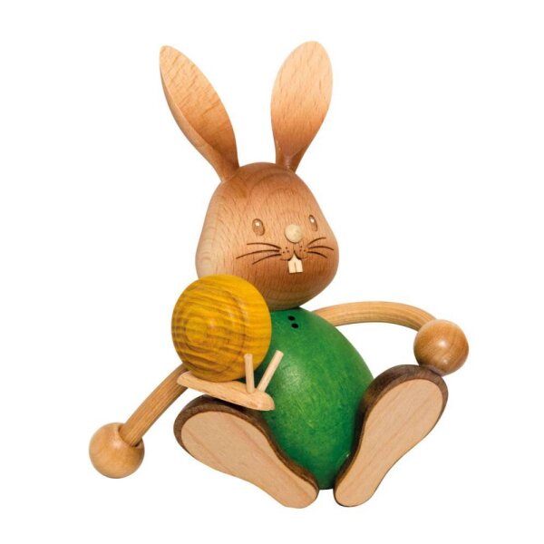 Kuhnert Erzgebirge Stupsi Hase mit Schnecke Höhe 13 cm