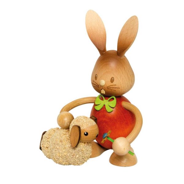Kuhnert Erzgebirge Stupsi Hase mit Lamm Höhe 13 cm