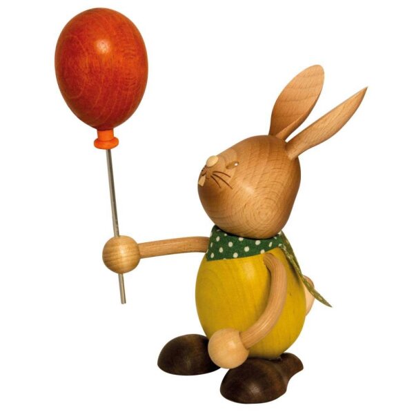 Kuhnert Erzgebirge Stupsi Hase mit Luftballon Höhe 13 cm