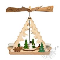 Kuhnert Erzgebirge Teelichtpyramide Schneemann 2 Teelichter