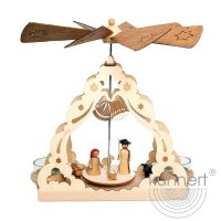 Kuhnert Erzgebirge Teelichtpyramide mit Krippe 2 Teelichter