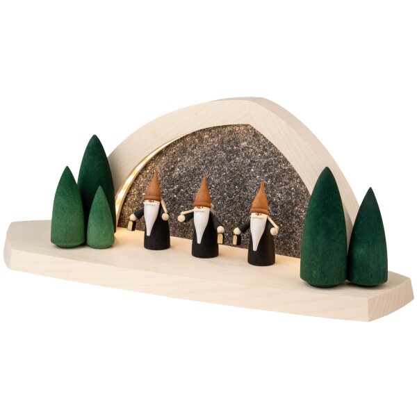 Seiffener Volkskunst Gesteinsbogen natur LED beleuchtet Bergwichtel 37 cm